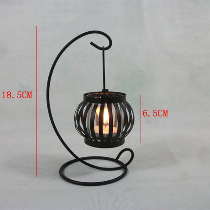 Chinese Cast Iron Garden Lantern Candle Holder Stand Glass Metal