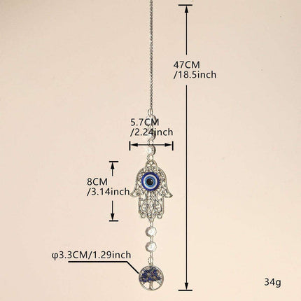 Enchanting Crystal-Embellished Iron Evil Eye Dream Catcher Necklace