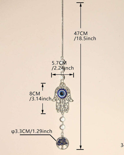 Enchanting Crystal-Embellished Iron Evil Eye Dream Catcher Necklace