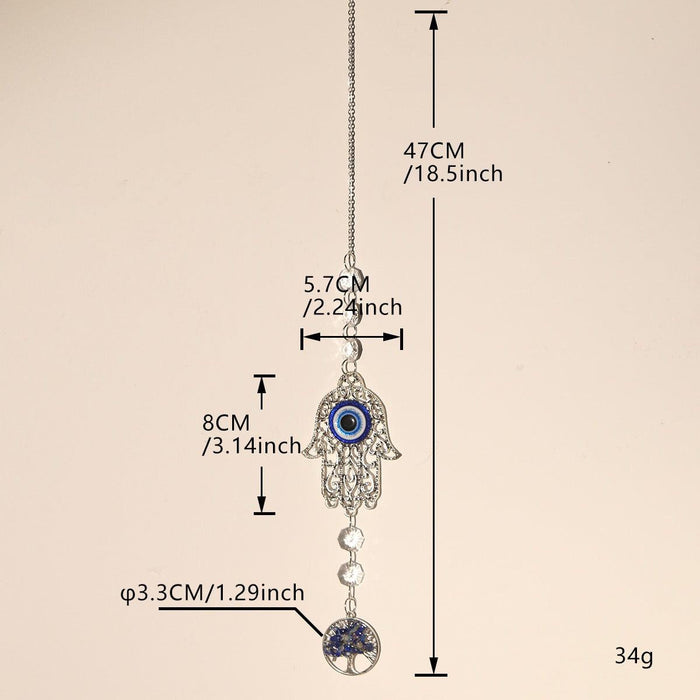 European Sophistication Evil Eye Dream Catcher Necklace with Crystal Embellishment