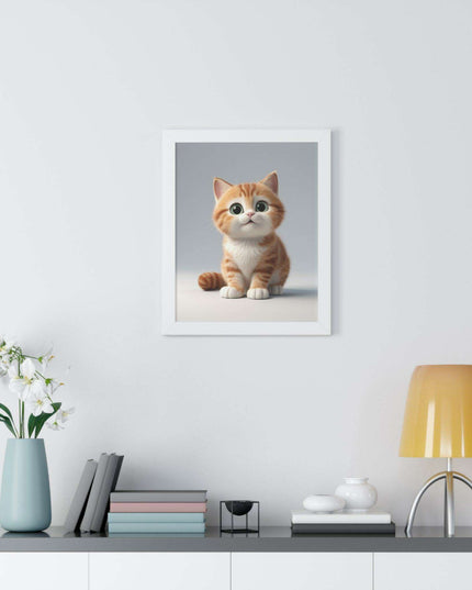 Sustainable Chic Cat Art Framed Print for Eco-Friendly Home Decor