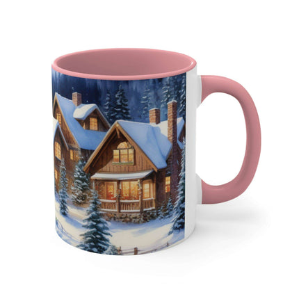 Colorful Holiday Cheer Ceramic Coffee Mug - 11oz Two-Tone Design