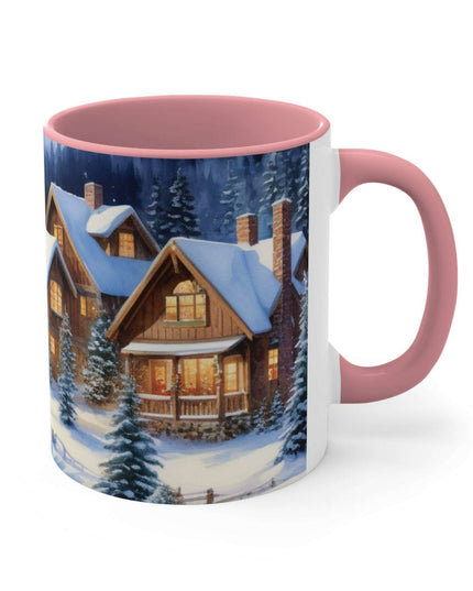 Colorful Holiday Cheer Ceramic Coffee Mug - 11oz Two-Tone Design