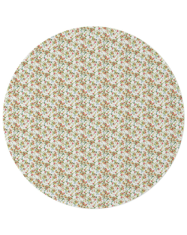 Charming Floral Elegance Round Chenille Rug - Vintage Delight
