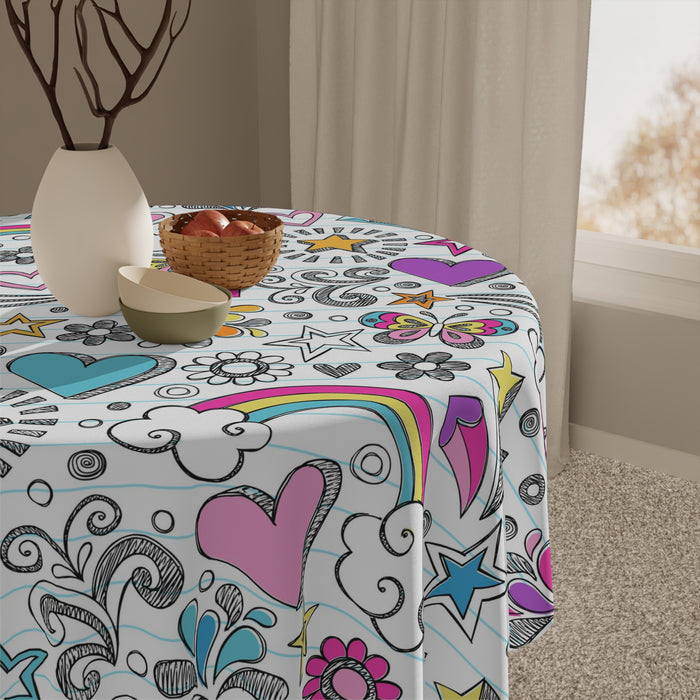 Valentine Colorful Tablecloth | 55.1" x 55.1" Polyester Cloth