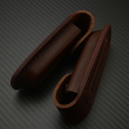 Cowhide Folding Knife Sleeve With Back Leg Straps For Belt Or Leg Carry