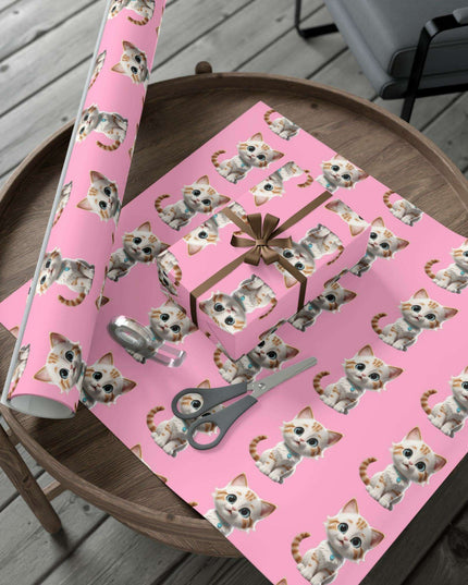 Sustainable Chic Cat-Themed Holiday Gift Wrap Set - Elegant Matte & Satin Choices