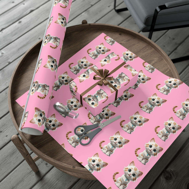 Sustainable Chic Cat-Themed Holiday Gift Wrap Set - Elegant Matte & Satin Choices
