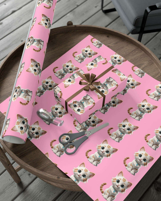 Sustainable Chic Cat-Themed Holiday Gift Wrap Set - Elegant Matte & Satin Choices