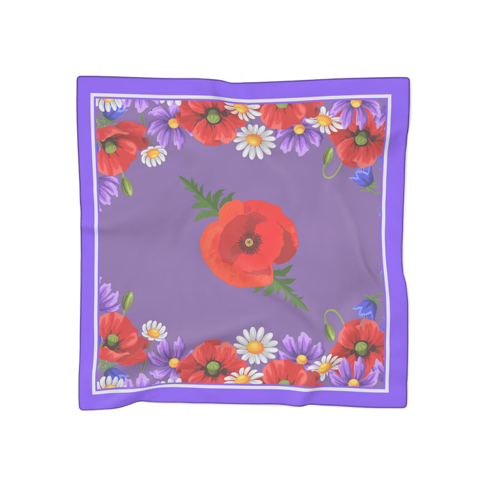 Sheer Red Poppies Floral Scarf