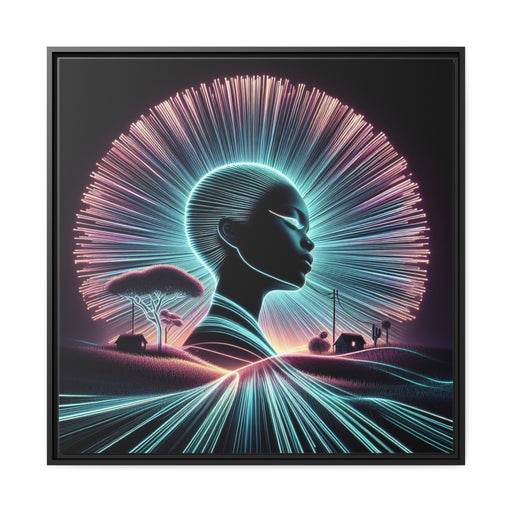 Elegant African Woman Canvas Art in Pinewood Frame