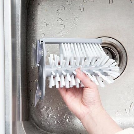 Double Head Suction Cup Wall Mounted Cleaning Brush for Glass and Kitchen