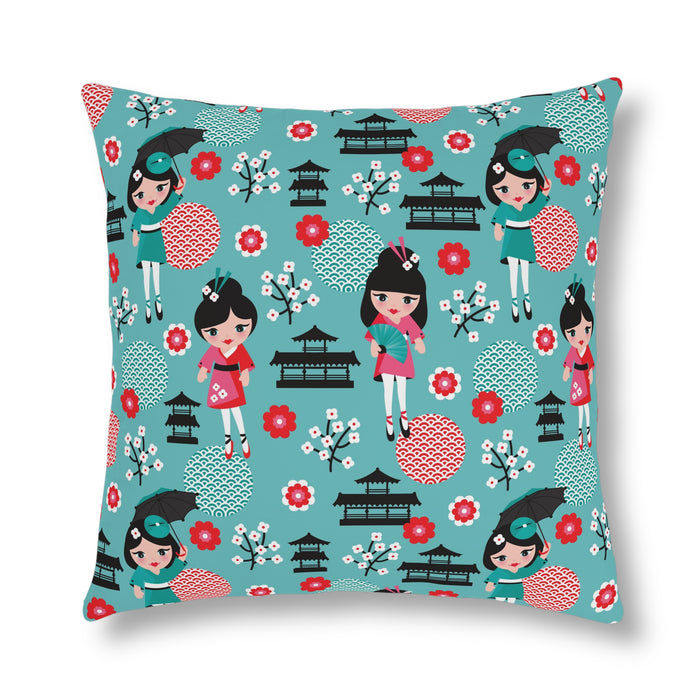 Japanese Floral Outdoor Cushions: Waterproof with Zipper Closure