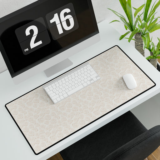 Luxurious White Roses Desk Mat for Elegant Workspaces