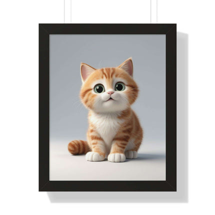 Sustainable Chic Cat Art Framed Print for Eco-Friendly Home Decor