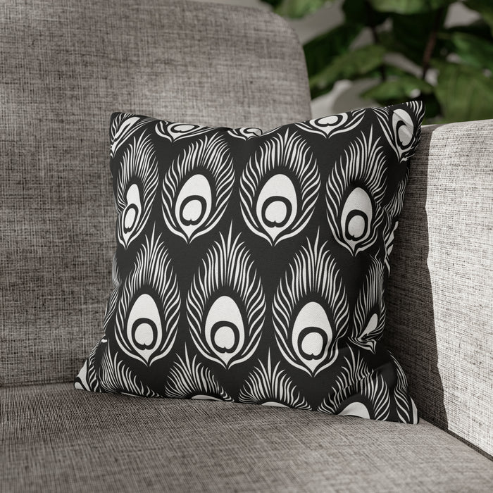 Peacock Feather Accent Pillow Cover