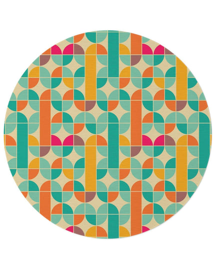 Vibrant Retro Plush Round Area Rug - Stylish Patterns, Soft Polyester Chenille - Essential Home Accent