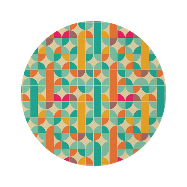 Vibrant Retro Plush Round Area Rug - Stylish Patterns, Soft Polyester Chenille - Essential Home Accent