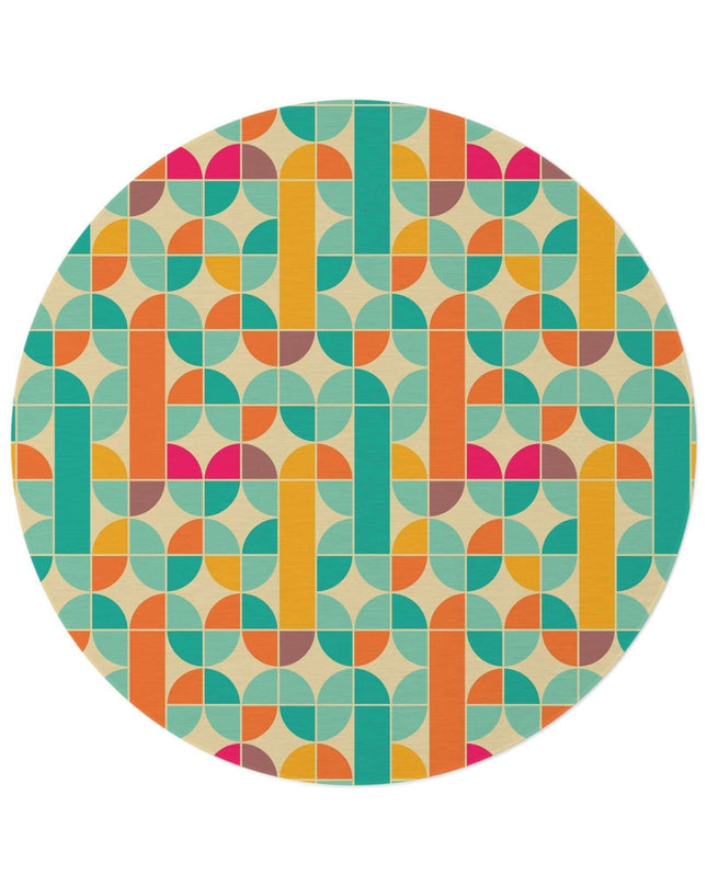 Vibrant Retro Plush Round Area Rug - Stylish Patterns, Soft Polyester Chenille - Essential Home Accent