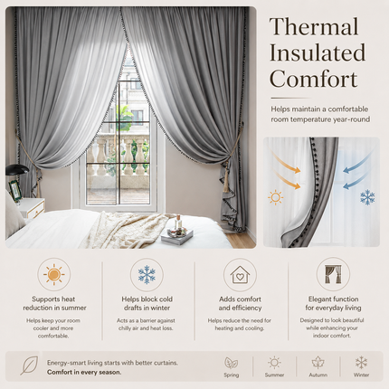MF Household Store Velvet Thermal Insulated Room Darkening Curtain - G Curtains 1-panel-velvet-curtains-thermal-insulated-room-darkening-curtain-drapes-with-ball-home-decor-grey