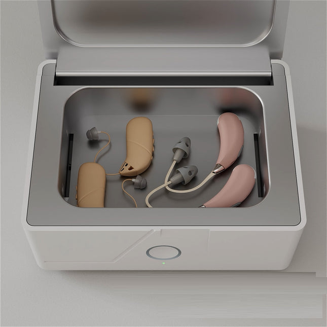 Hearing Aid UV Disinfection & Dehumidification Box — 7.5W, White | Très Elite