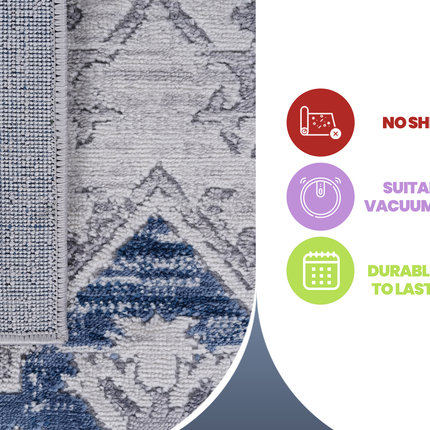 Room and Decor 6X9 Blue Grey Stain Resistant Non-Shedding Area Rug