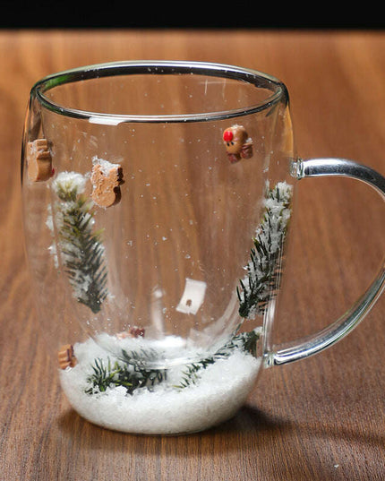 Christmas High Borosilicate Heat-resistant Double Layer Glass Cup