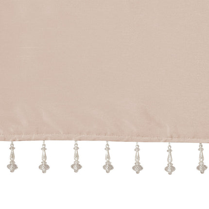 Room and Decor Lightweight Faux Silk Valance with Beads, Blush 50x26