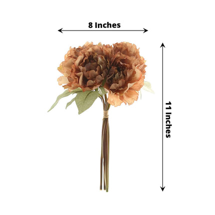 AliKopy 11" Dusty Rose Real Touch Silk Peonies Bouquet - Lifelike & El