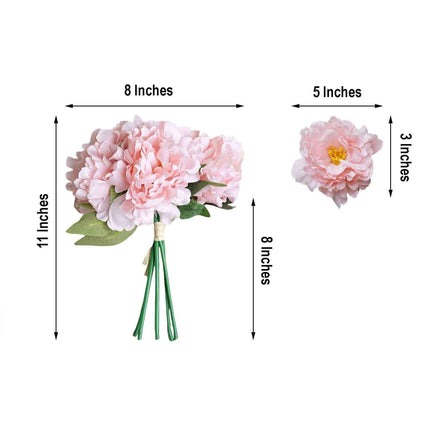 AliKopy 11" Pink Real Touch Silk Peonies Bouquet - Lifesize & Durable