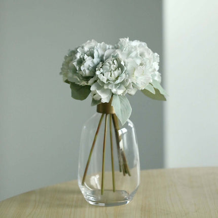 AliKopy 11" Silver Blue Real Touch Silk Peony Bouquet - Lifesize & Ele