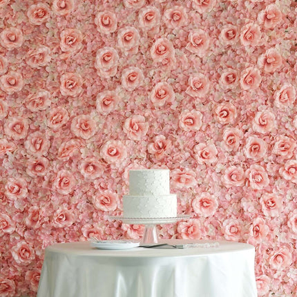 AliKopy 11 Sq Ft Blush & Cream 3D Silk Flower Wall Mat - 4 Panels