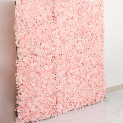 AliKopy 11 Sq ft Blush UV Protected Hydrangea Flower Wall Mat - 4 Pane
