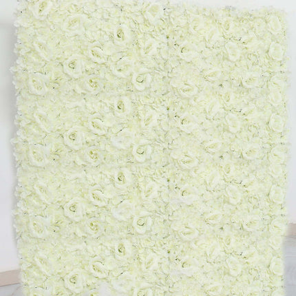 AliKopy 11 Sq Ft Cream 3D Silk Rose & Hydrangea Wall Mat - 4 Panels