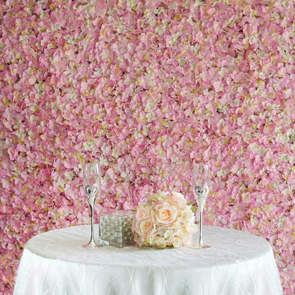 AliKopy 11 Sq Ft Pink Cream UV Protected Hydrangea Wall Mat - 4 Panels