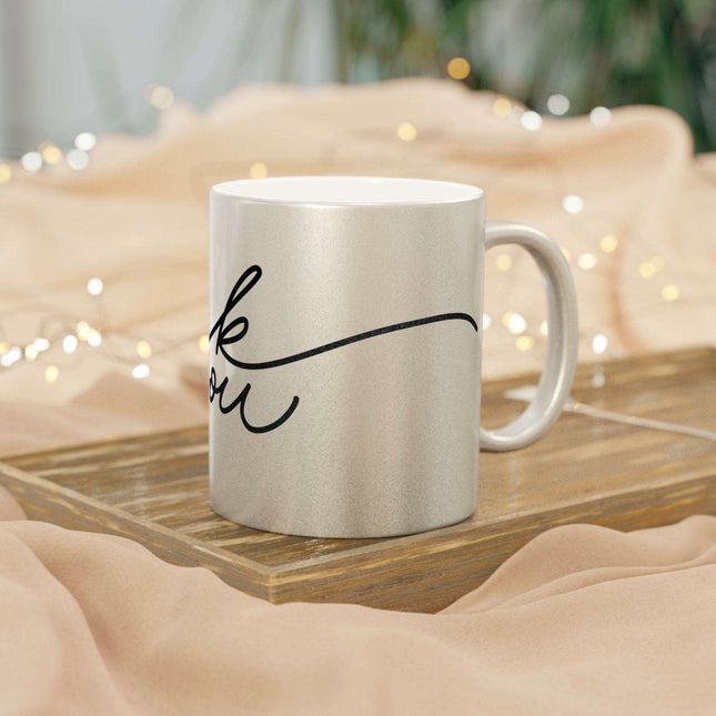 Chic Gratitude Metallic Ceramic Coffee Mug - A Luxurious Choice for Beverage Enthusiasts