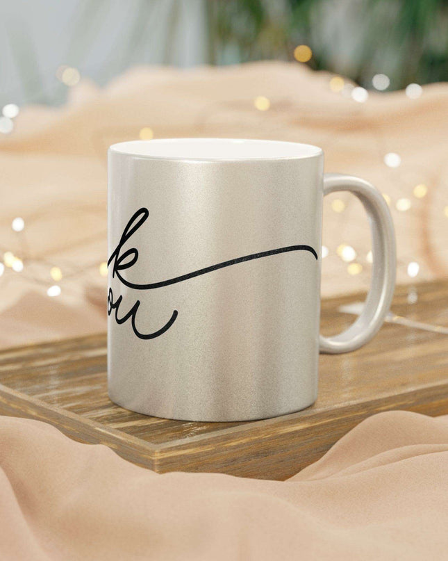 Chic Gratitude Metallic Ceramic Coffee Mug - A Luxurious Choice for Beverage Enthusiasts