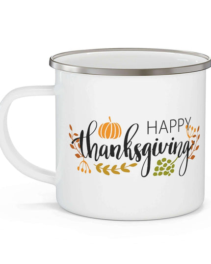 Customizable Adventure-Ready Thanksgiving Enamel Camping Mug - Sturdy and Stylish