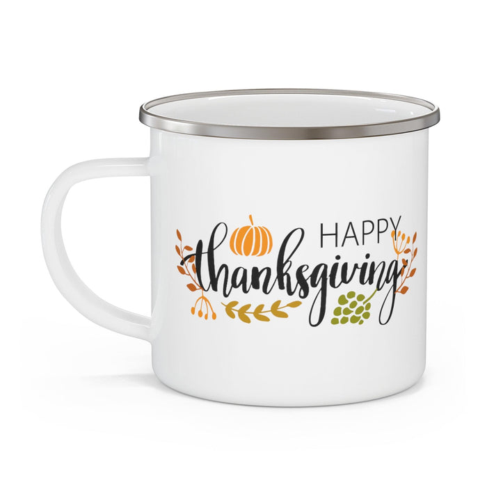 Thanksgiving Outdoor Adventure Enamel Camping Mug - Customizable and Durable