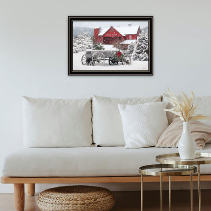 Lori Deiter Tree Farm Wagon Black Framed Wall Art - Rustic Home Decor
