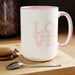 Elegant Maison d'Elite LOVE Two-Tone Ceramic Coffee Mugs - Luxurious 15oz Cups for Coffee Lovers