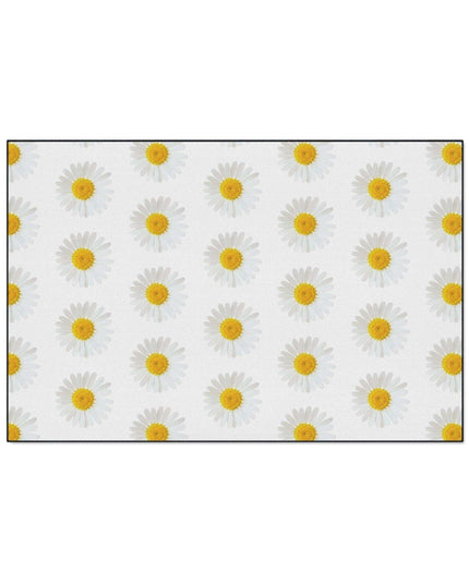 Chic Chamomile Personalized Area Rug with Modern Black Edging and Vibrant Designs