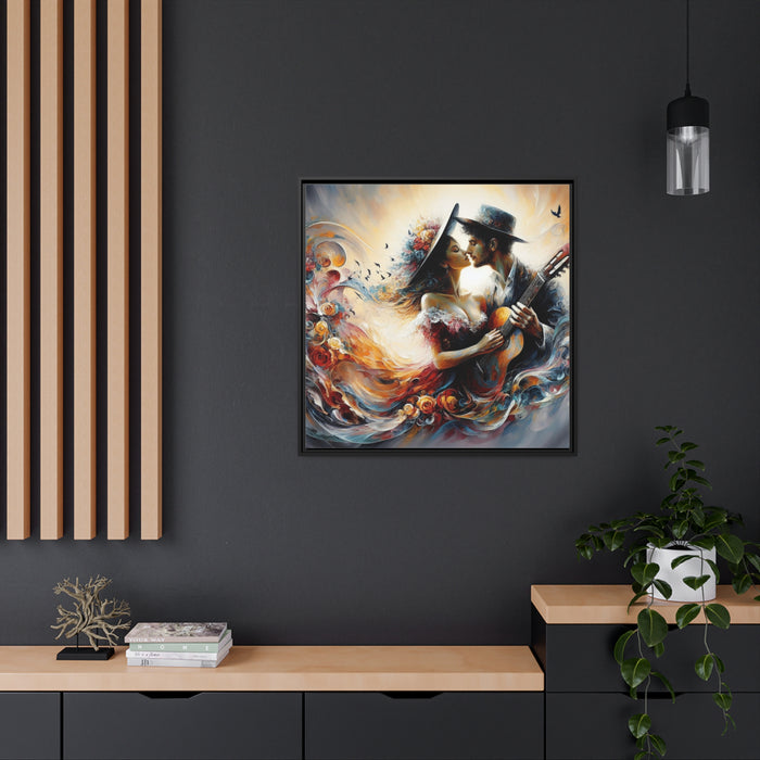 Valentine Romance - Stylish Matte Canvas Artwork with Elegant Black Pinewood Frame