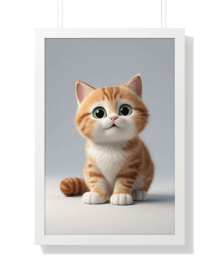 Sustainable Chic Cat Art Framed Print for Eco-Friendly Home Decor