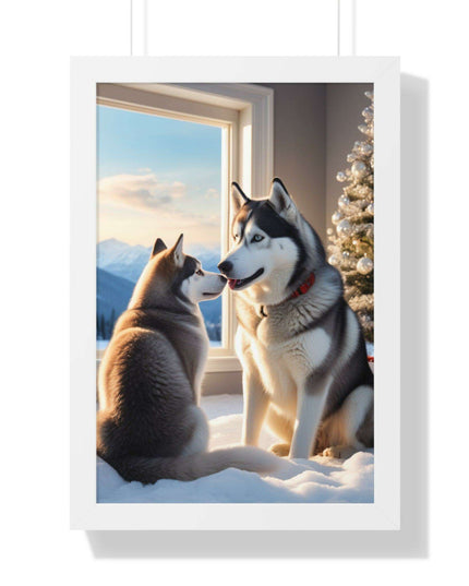 Sustainable Holiday Husky Vertical Wall Art Print