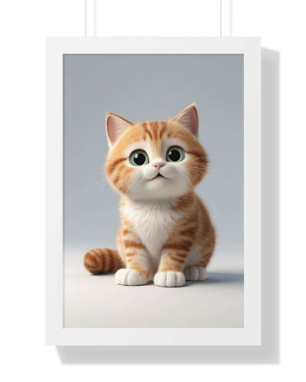 Sustainable Chic Cat Art Framed Print for Eco-Friendly Home Decor