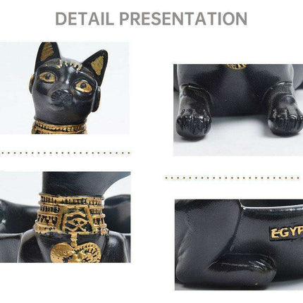 Resin Ashtray with Anubis, Cat, and Pharaoh Motifs - Ancient Egyptian Design