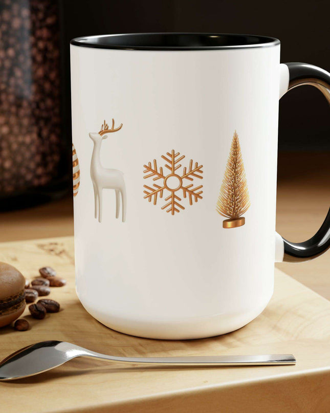 Sophisticated Two-Tone Ceramic Coffee Mugs - Luxe Indulgence Series