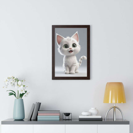 Elegant Feline Vertical Art Poster - Eco-Friendly Framed Design