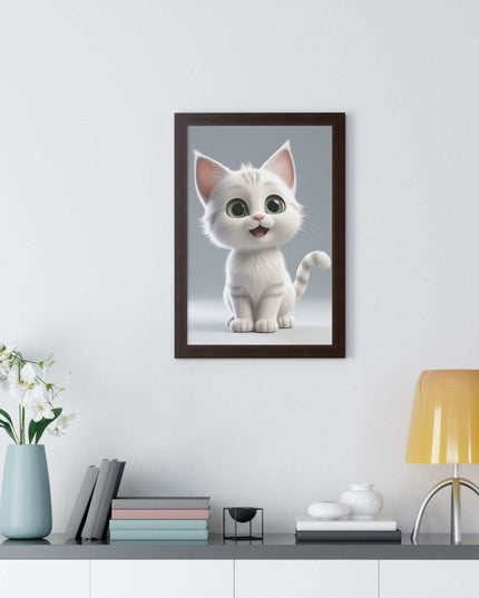 Elegant Feline Vertical Art Poster - Eco-Friendly Framed Design
